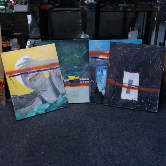 DONAL FITZPATRICK SUITE OF 4 PAINTINGS - MIXED MEDIA "iCEBERG" SIGNED AND DATED 1990