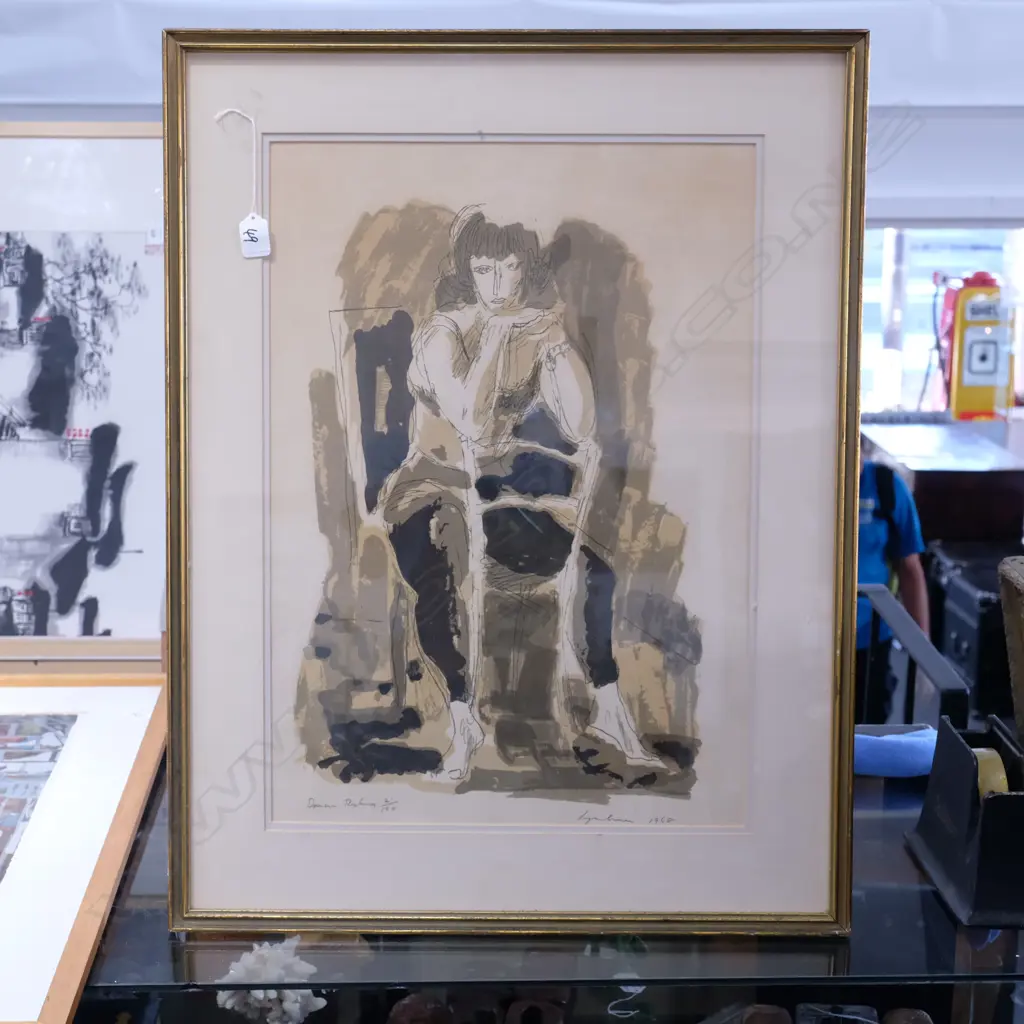 LITHOGRAPH DUNCAN RESTING 21/100 1968 H. 560MM W. 400MM Image 1++