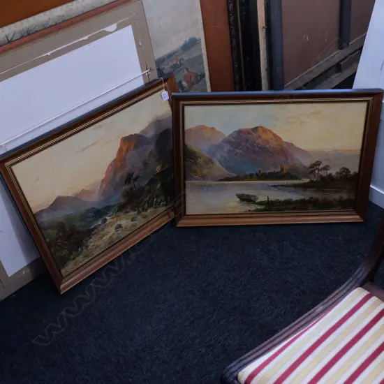 2 OIL PAINTINGS BY F J JAMESON COTTAGE & CASTLE