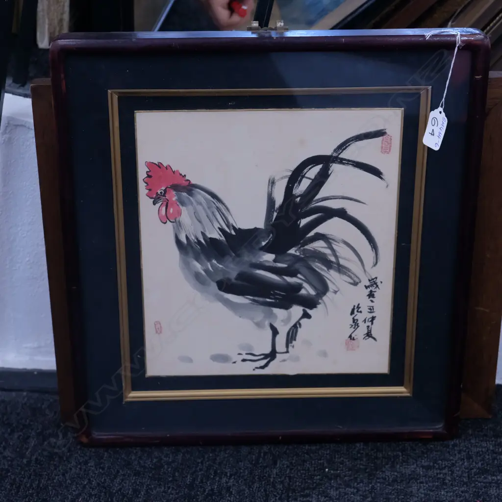 CHINESE PEN & INK OF A ROOSTER Image 1++