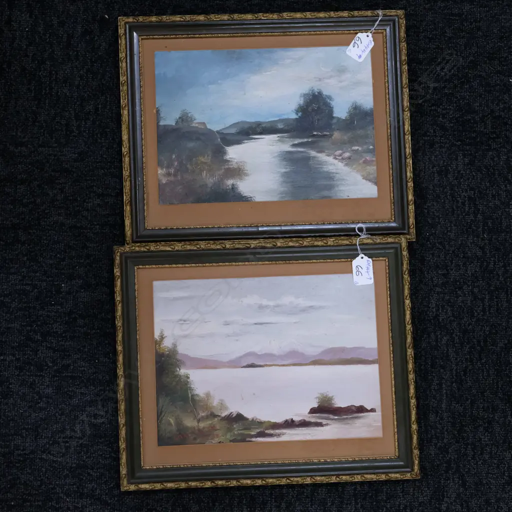 2 OILS BY D A THOMSON LAKE TAUPO & EVENING SCENE Image 1++
