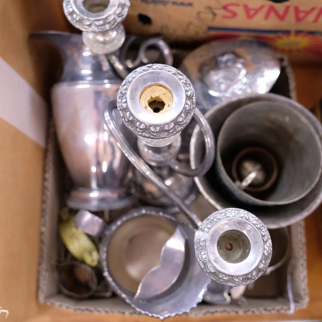 BOX ASST EP WARE INCL. CANDLESTICK ETC Image 1++