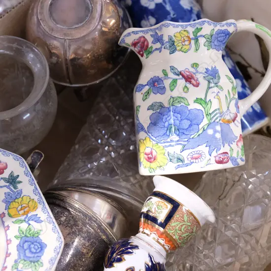 LOT ASST CHINA/MASONS/CRYSTAL ETC