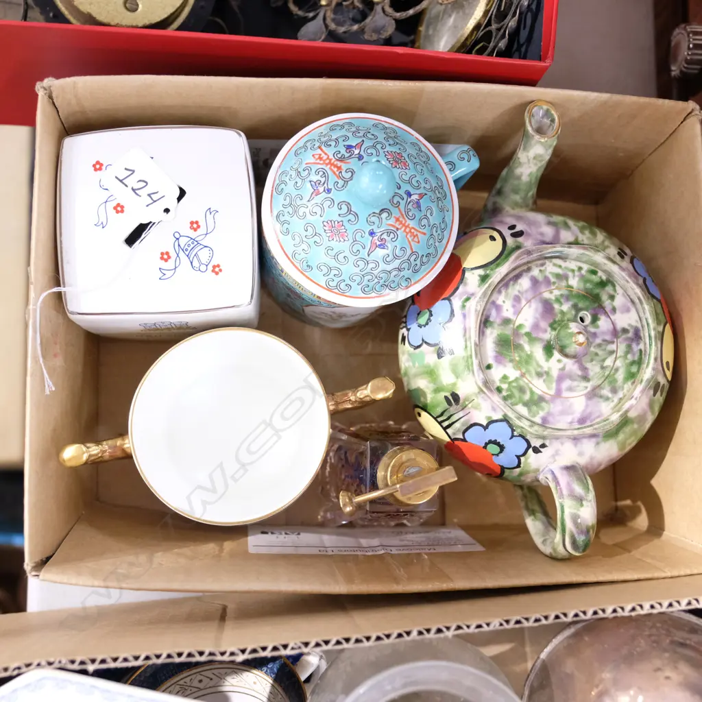 LOT TEAPOT/CRYSTAL ATOMISER/MONEY BOX/ETC Image 1++