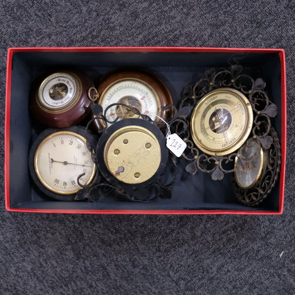 6 VARIOUS BAROMETERS LARGEST DIA. 190MM Image 1++