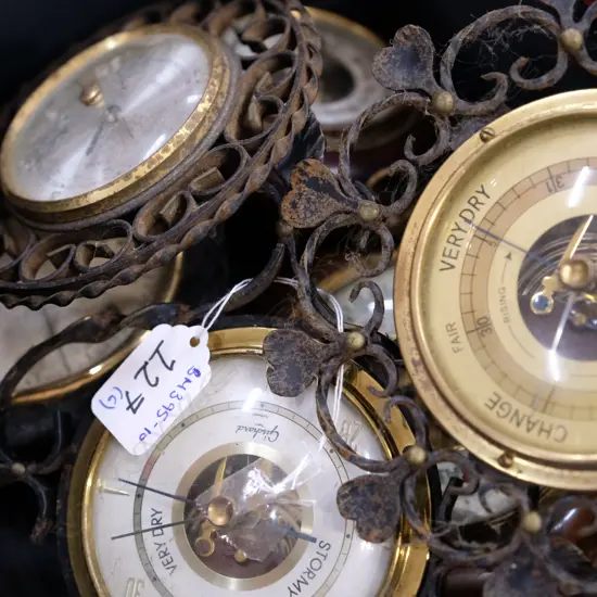 6 VARIOUS BAROMETERS LARGEST DIA. 190MM