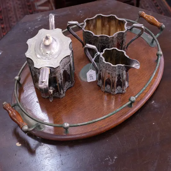 C1900 3 PIECE S/PLATE TEASET ON TRAY