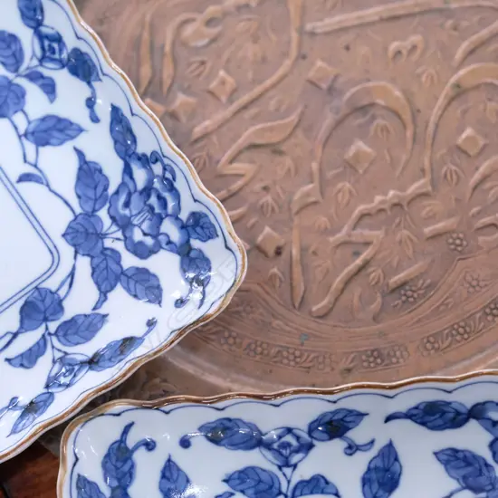 EASTERN COPPER PLATE+2 CHINESE PLATES