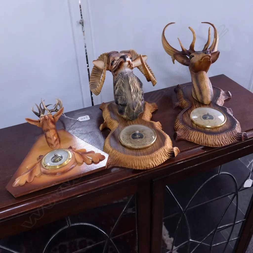 3 REPRODUCTION BAROMETERS DEER ETC. LARGEST 450MM Image 1++