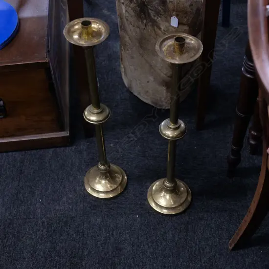 PAIR BRASS CHURCH CANDLE STICKS H.620MM