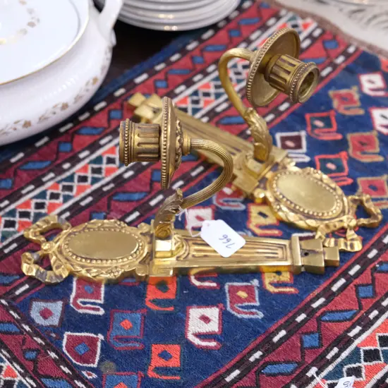 PAIR BRASS WALL SCONCES