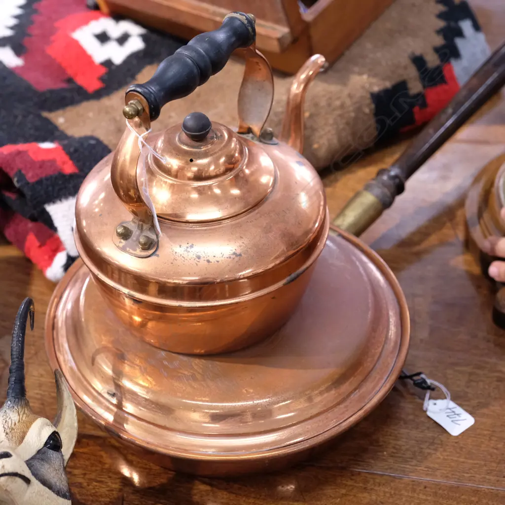 COPPER WARMING PAN+ A KETTLE Image 1++