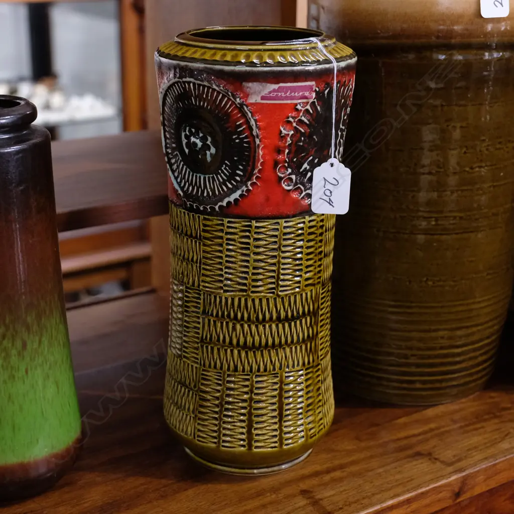 1950s GERMAN 'BAY' VASE ORIGINAL LABEL 310 X 140MM Image 1++
