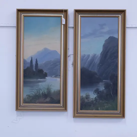 PR NZ COLONIAL PAINTINGS BY MAXWELL - MANAPOURI & ANOTHER