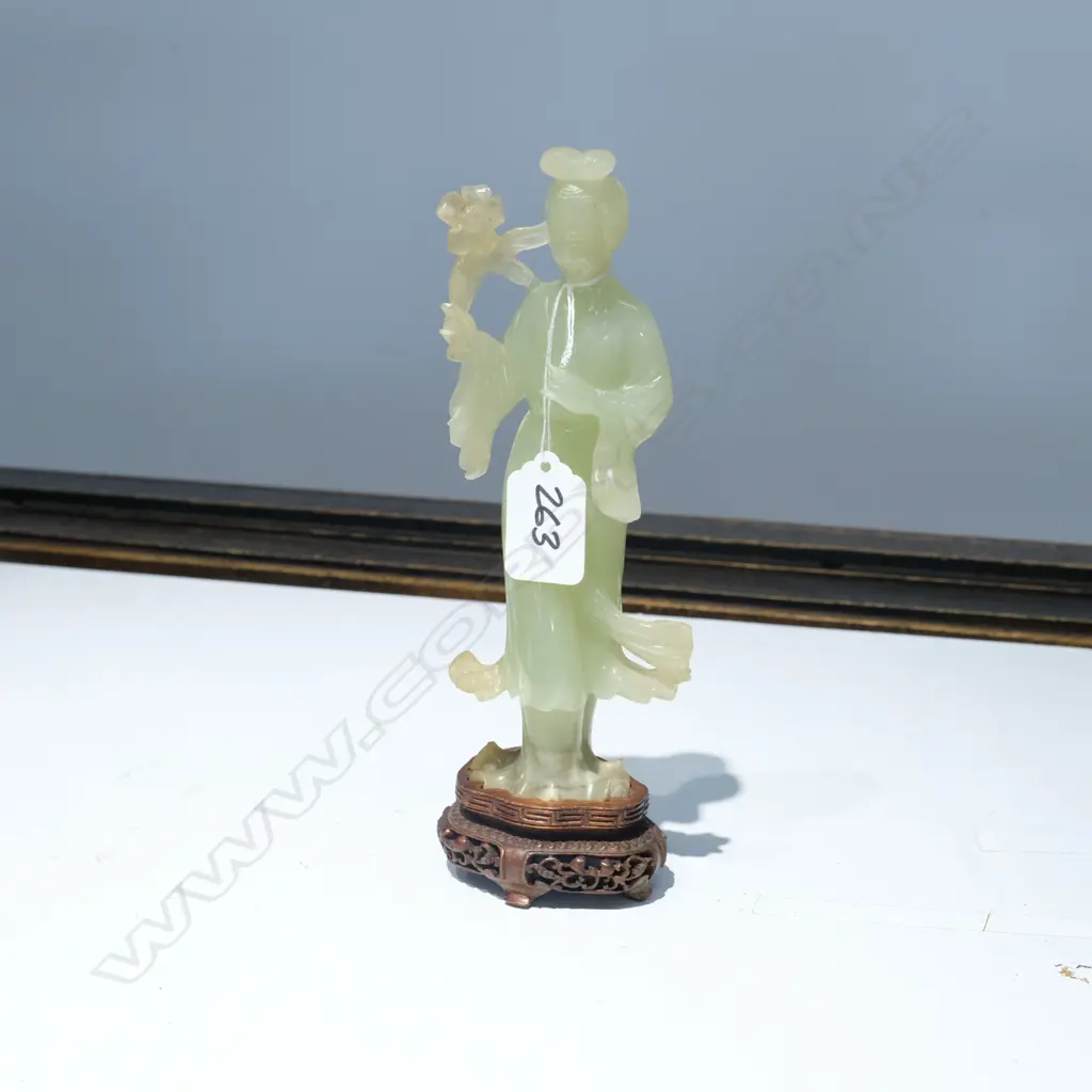 CHINESE CHRYSOPHASE CARVED WOMAN FINE CARVED STAND A.F Image 1++