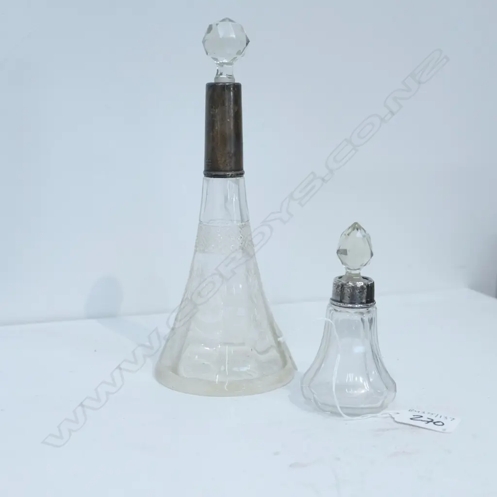 2 S/S TOPPED DRESSING TABLE BOTTLES. LARGEST H. 215MM Image 1++