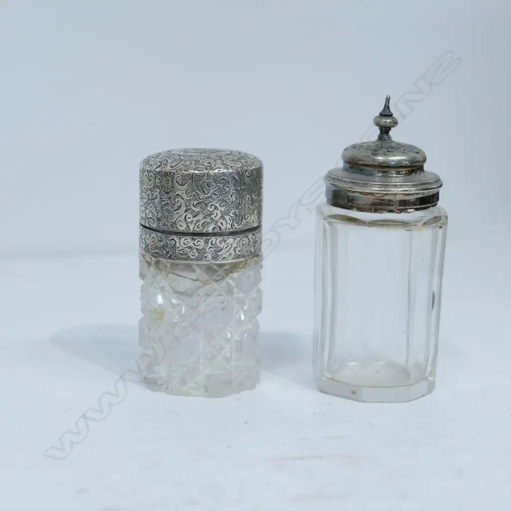2 S/S LIDDED JARS - ONE A/F. LARGEST H. 90MM Image 1++