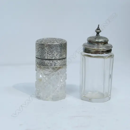 2 S/S LIDDED JARS - ONE A/F. LARGEST H. 90MM