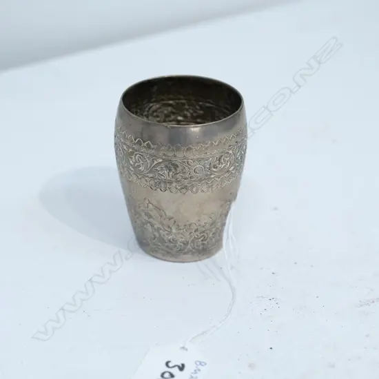 RUSSIAN 900. SIL STANDARD SHOT GLASS. 78GMS H. 65MM