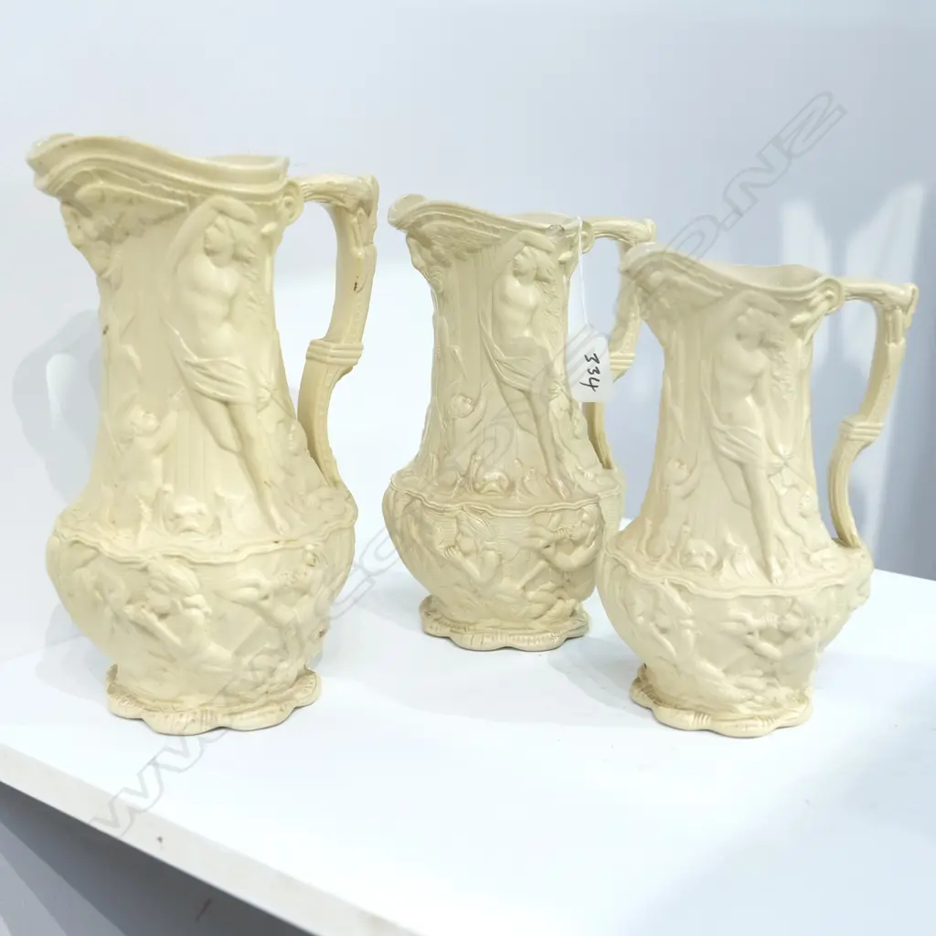 3 X DOULTON LAMBETH STONEWARE GRADUATED JUGS BY CHARLES MEIGH  Image 1++