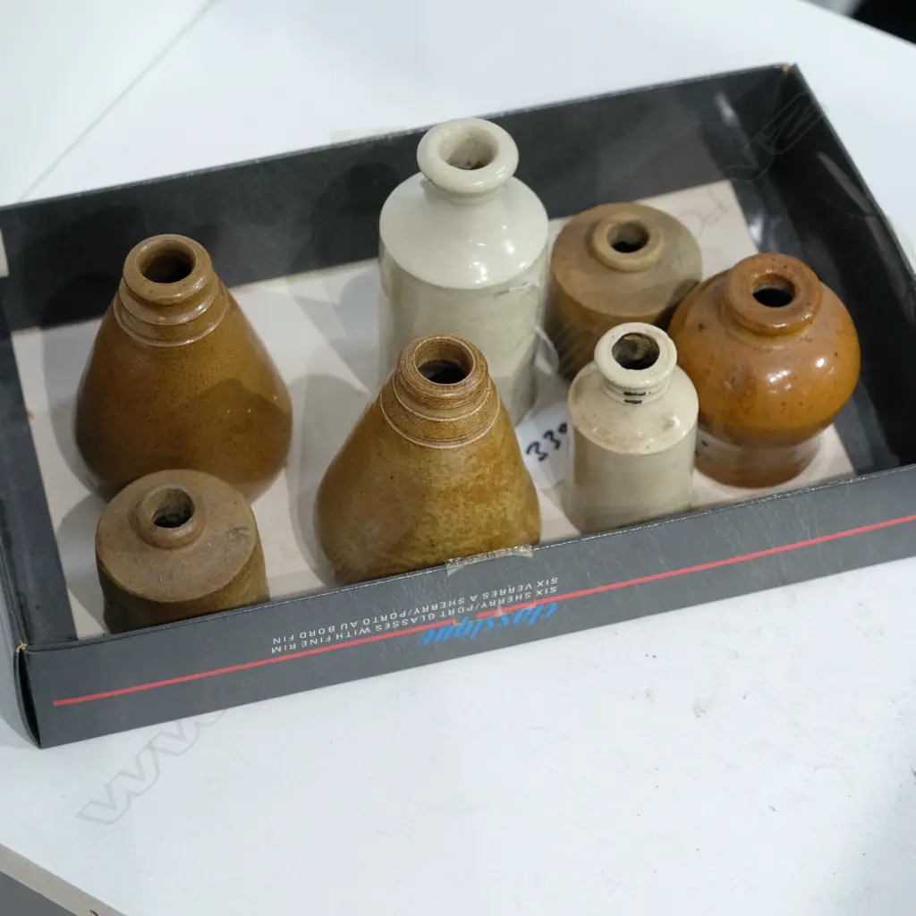 SEVEN ANTIQUE POTTERY INK POTS Image 1++