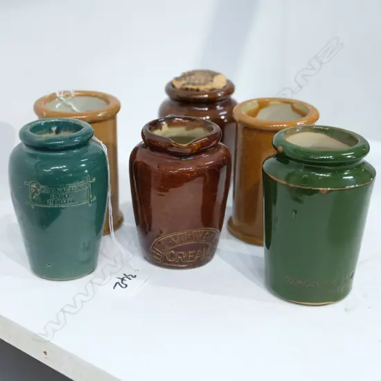 SIX EDWARDIAN CREAM POTS IMPRESSED MARKS