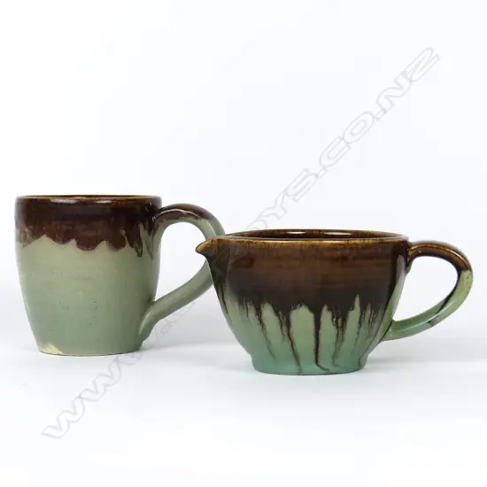 Olive Jones green small jug and mug