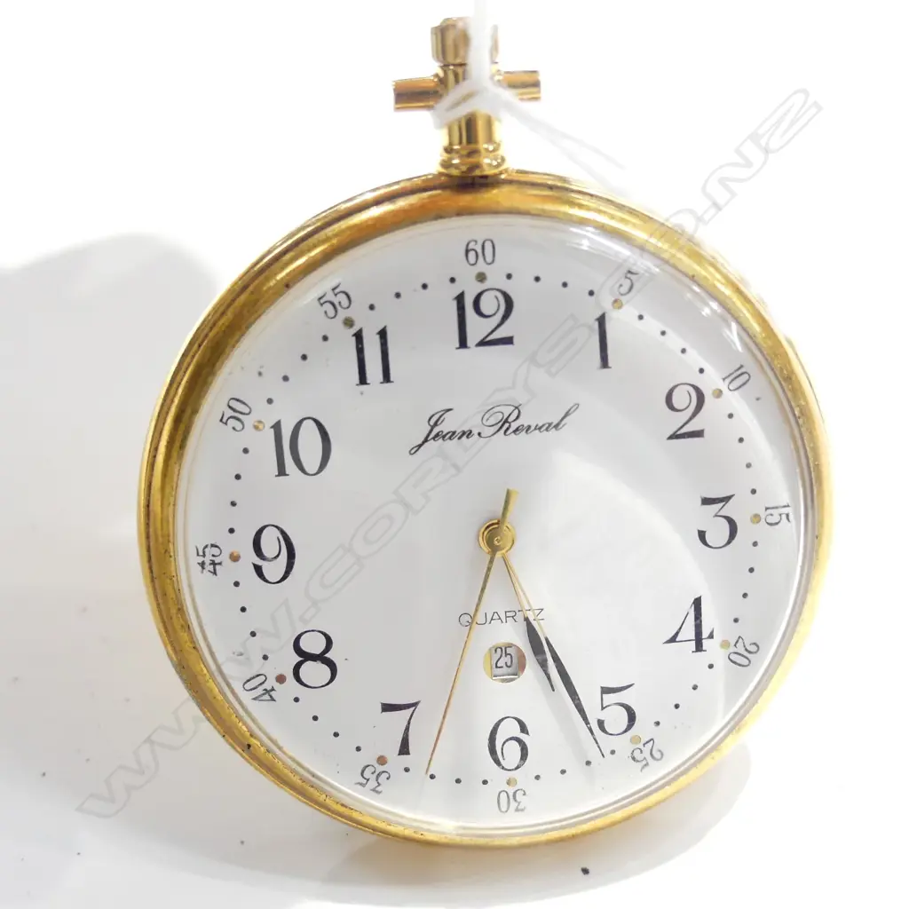 MODERN JEAN REVAL GOLD PLATED POCKET WATCH Image 1++