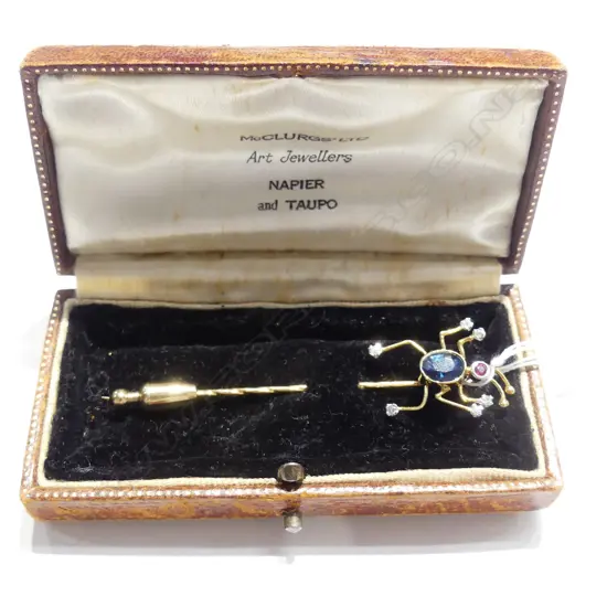 GOLD? STICKPIN SAPPHIRE,DIAMOND,RUBY