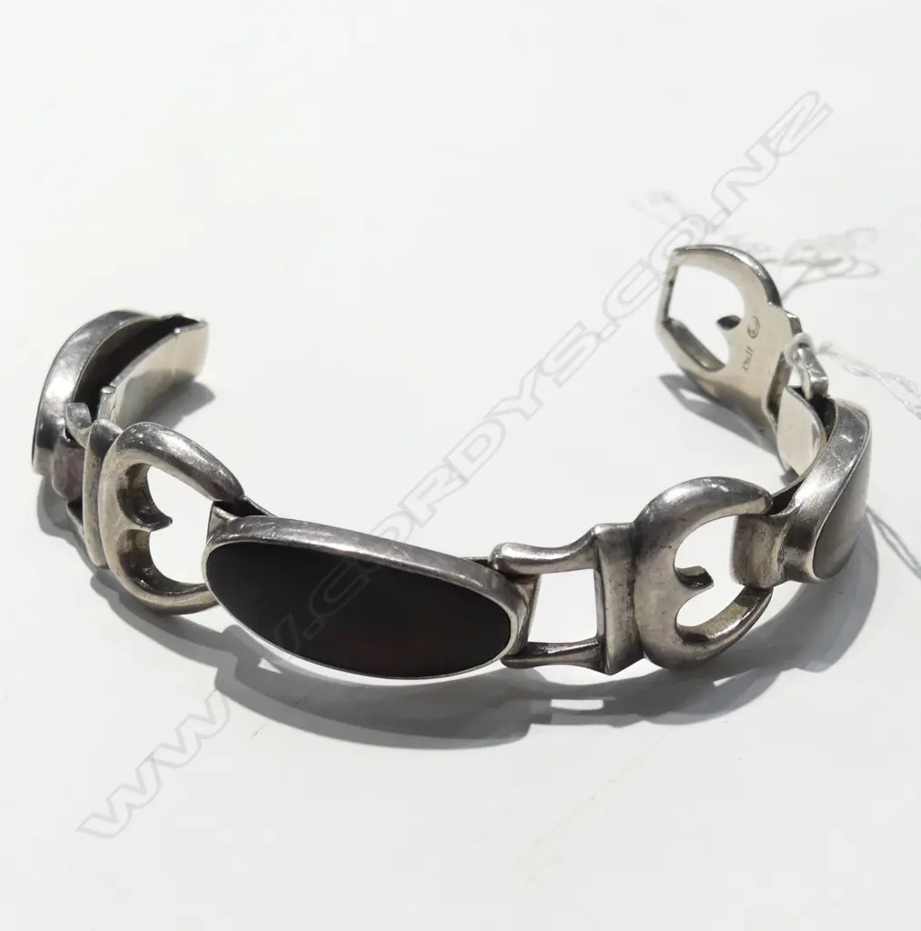 STYLISH ITALIAN RETRO SILVER & TORTOISESHELL BRACELET  Image 1++