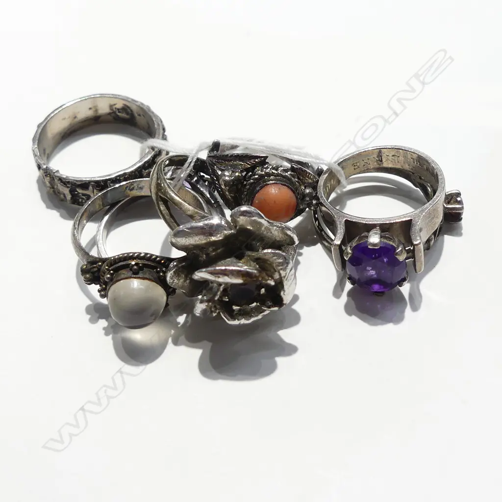 7 VINTAGE SILVER DRESS RINGS VARIOUS Image 1++