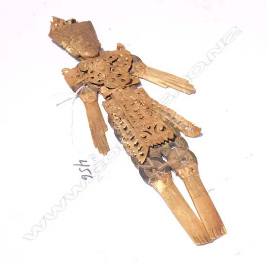 VINTAGE BALI WOOD AND COIN FIGURE