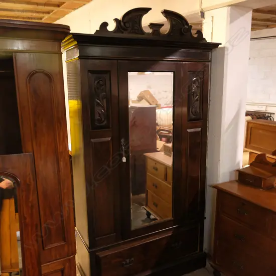 MAHOGANY STAINED WARDROBE