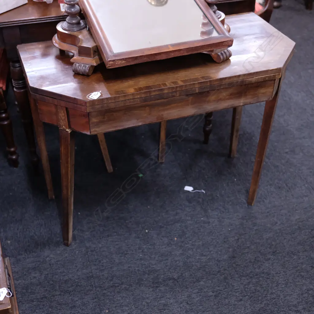 19THC MAHOGANY CARD TABLE Image 1++