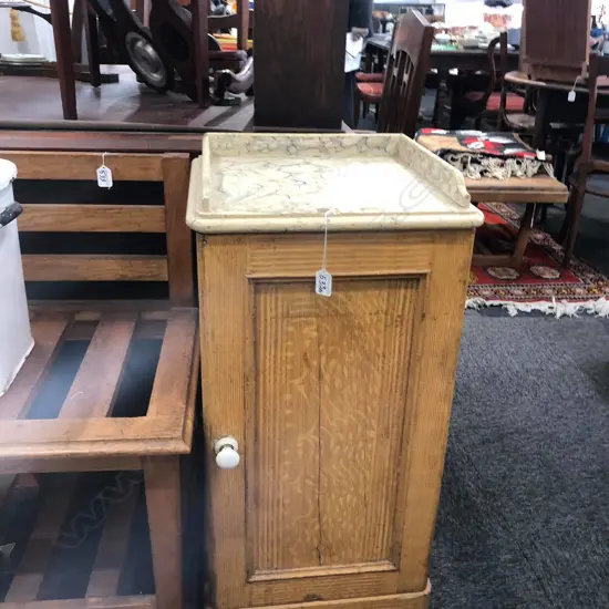 VICT PINE POT CUPBOARD WITH FAUX MARBLE TOP