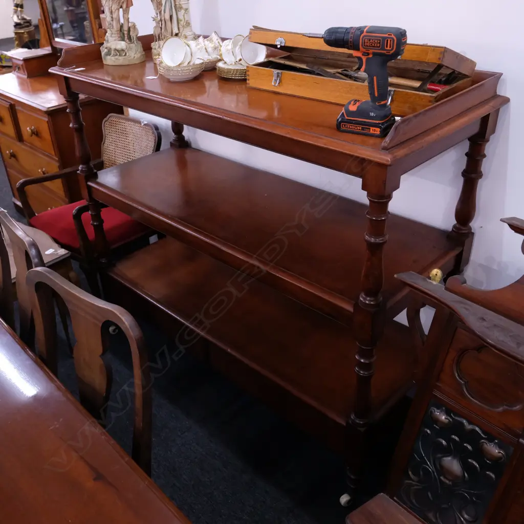 19TH C MAHOGANY DUMB WAITER Image 1++