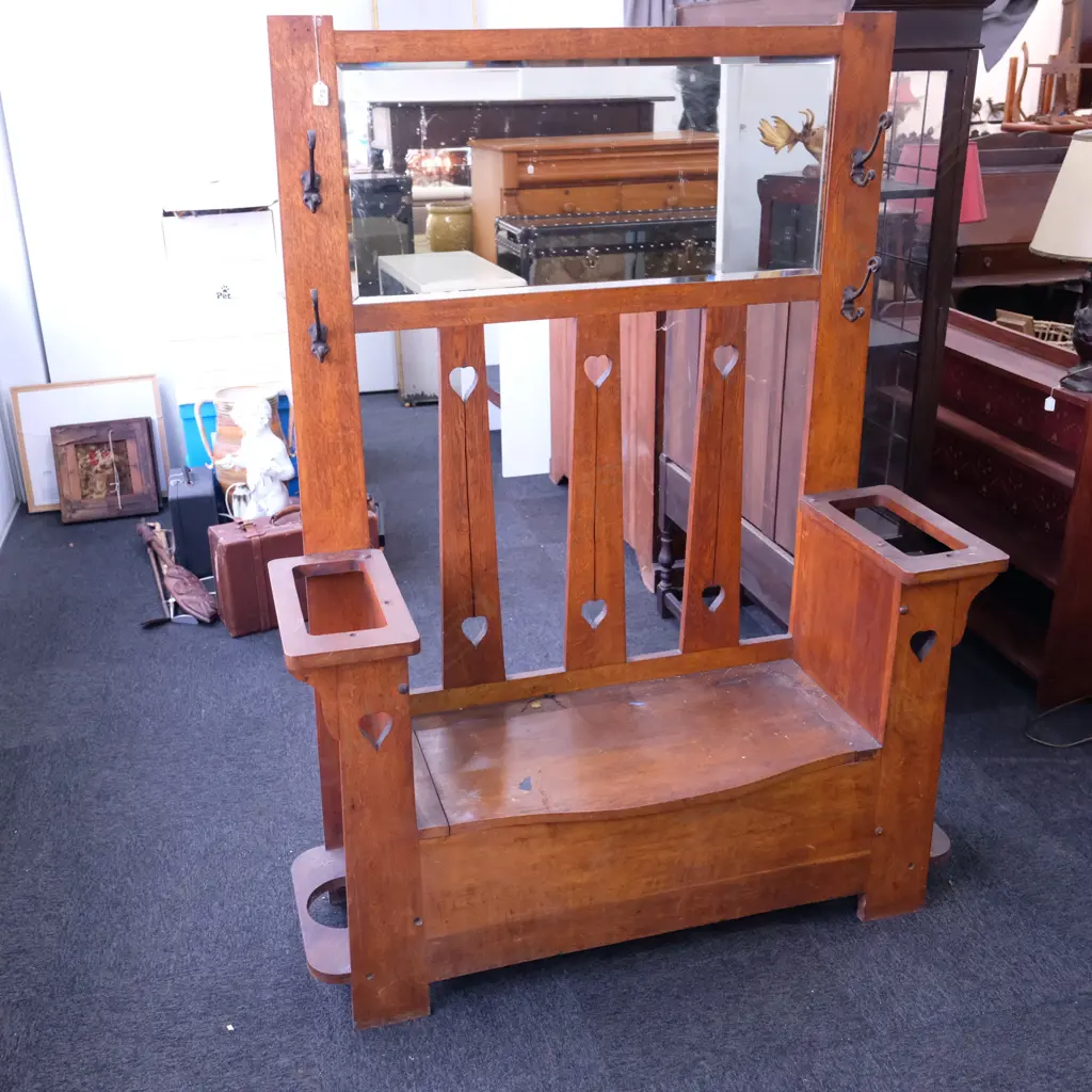 OAK ARTS AND CRAFTS HALL STAND H. 1740MM Image 1++