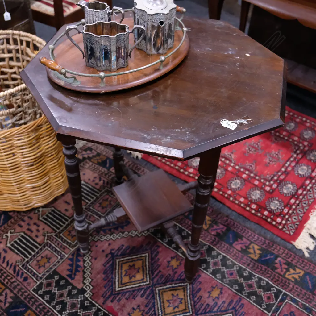 KAURI MAHOGANY STAINED OCTAGONAL SIDE TABLE Image 1++