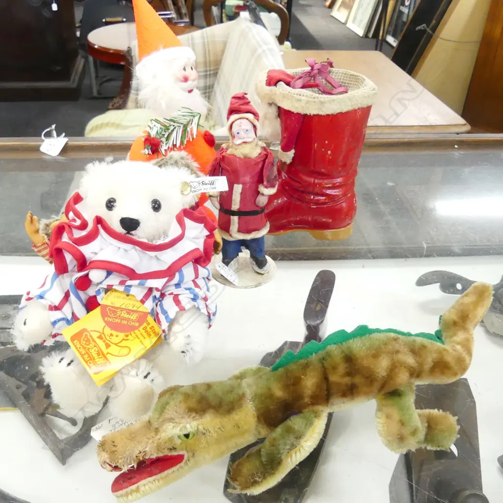 3 RARE STEIFF, ALLIGATOR, CIRCUS CLOWN & FISH + XMAS PCS Image 1++