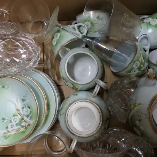 LOT ORIENTAL TEA SERVICE, GLASS ETC