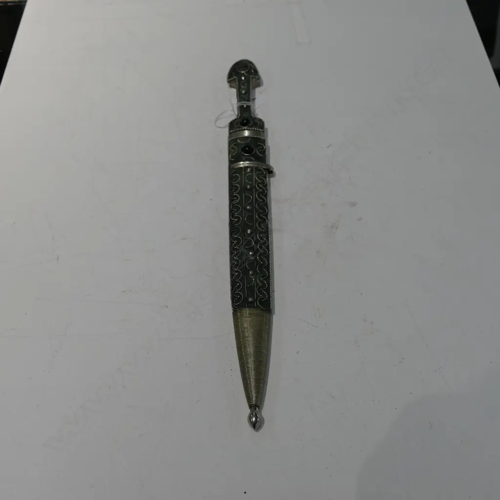 (Kn6) REPRO KINDJAL WITH WIRE & CABOCHON STONE SET SCABBARD. OVERALL L.340mm Image 1++