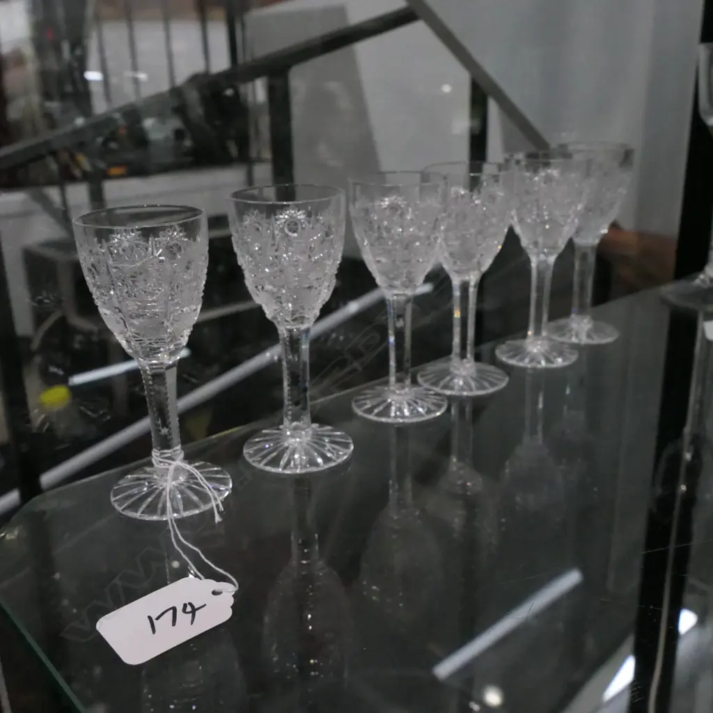 6 CUT CRYSTAL SHERRY GLASSES, H. 100MM Image 1++