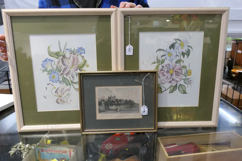  Small English engraving & PR Watercolour still life Sg. R. Laser   Image 1++