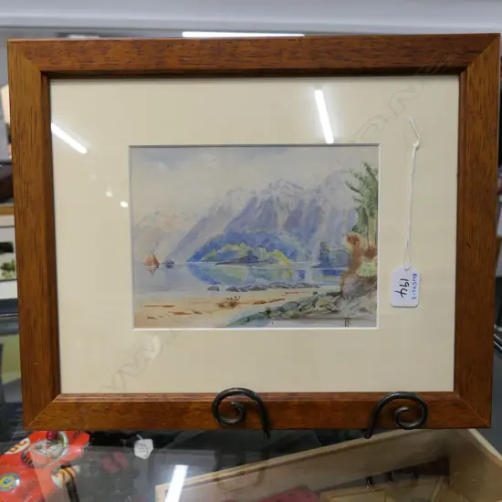 19thC WATERCOLOUR LANDSCAPE, MONOGRAMMED. NOTE VERSO: ESTATE OF L.J. STEELE