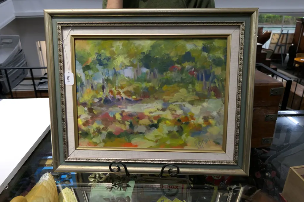 ABSTRACT OIL ON BOARD. SGD. PAULA MCNEILL H. 230MM Image 1++