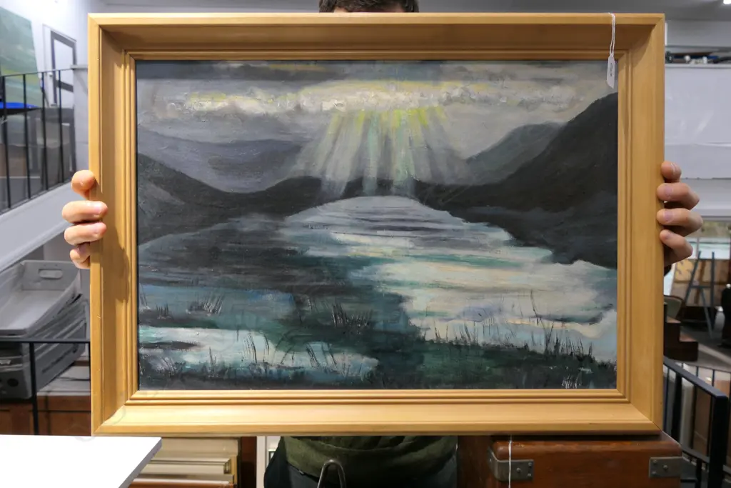 C F EMERY OIL BOARD "DAWN AT LAKE TE ANAU" Image 1++