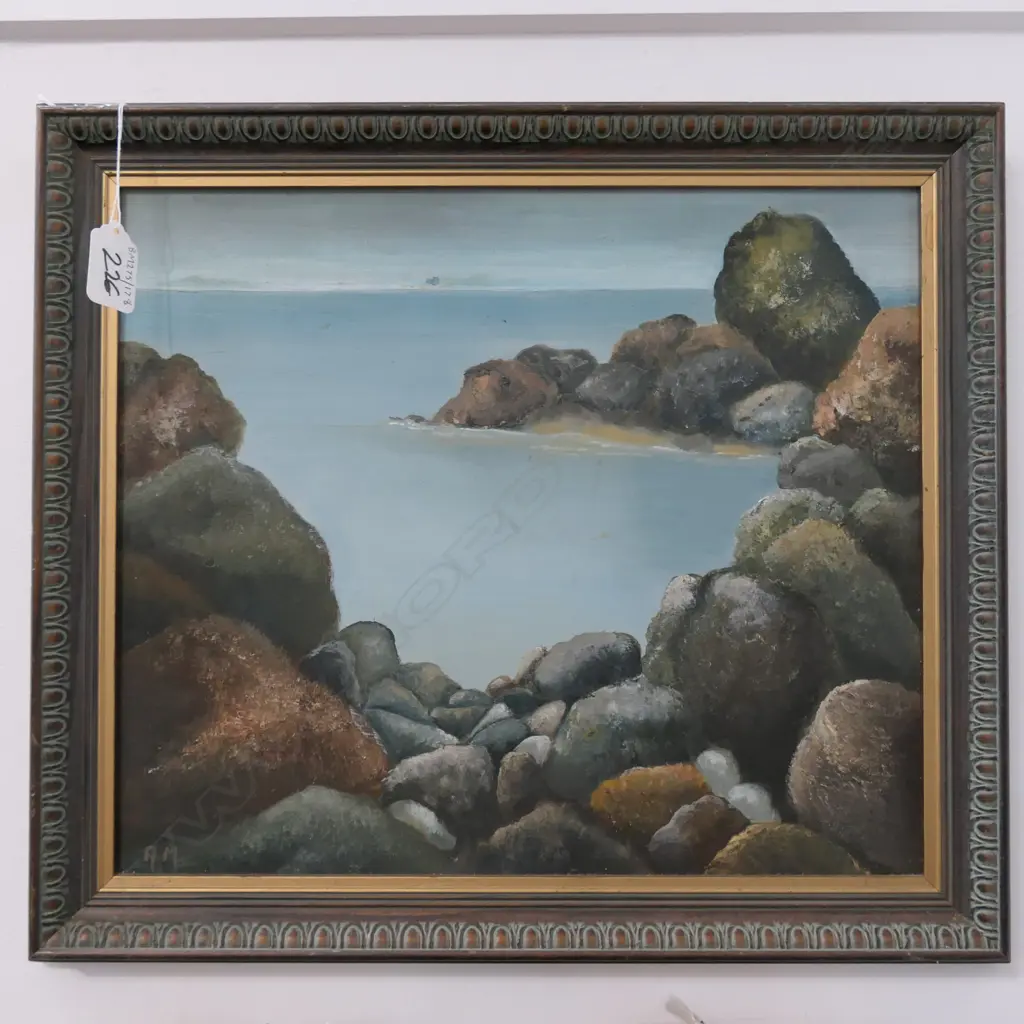 LANDSCAPE OIL PAINTING BOULDER COVE BY AUBREY MAUNSELL Image 1++