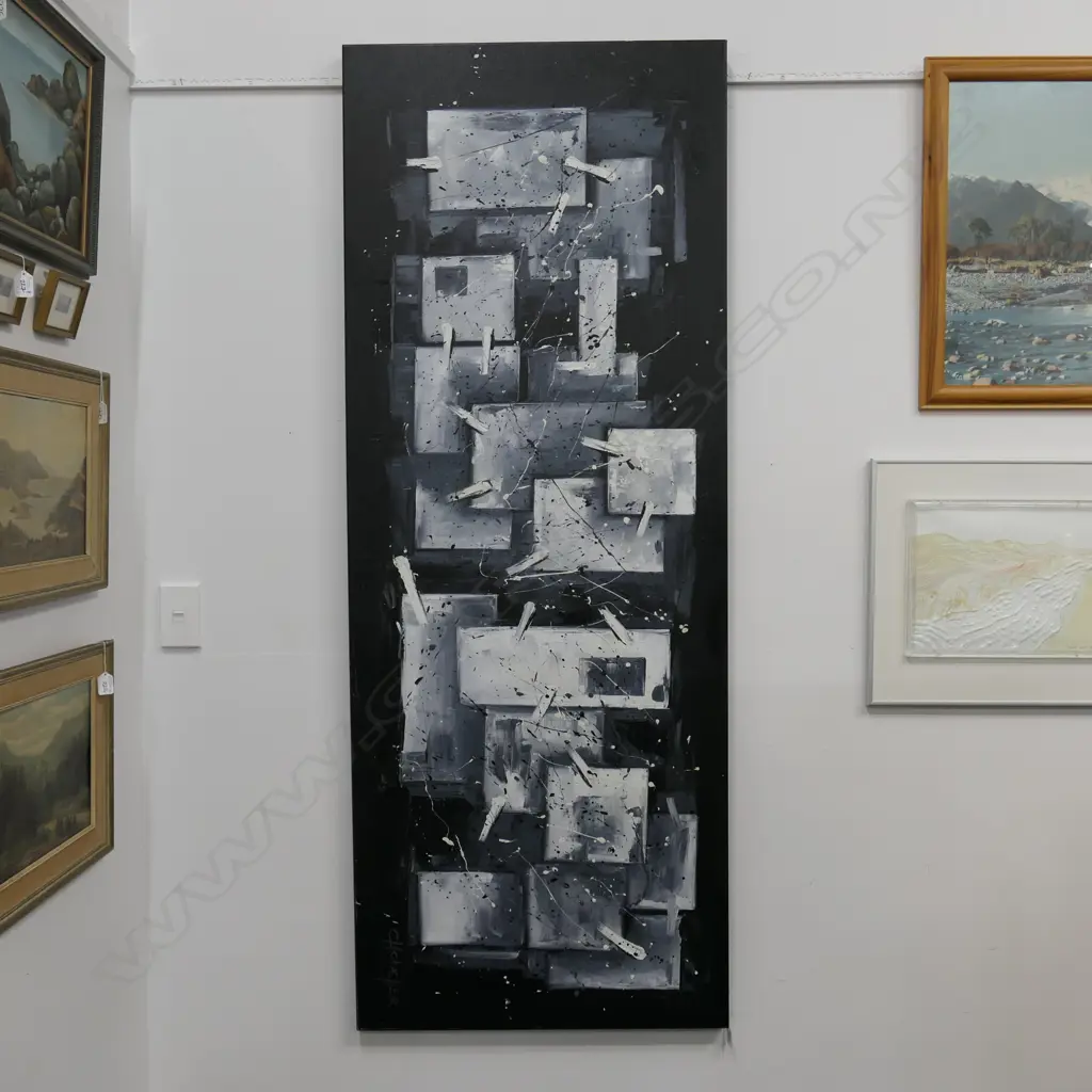 LARGE OIL ON CANVAS - ABSTRACT, W.1800mm Image 1++