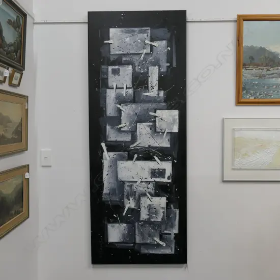 LARGE OIL ON CANVAS - ABSTRACT, W.1800mm