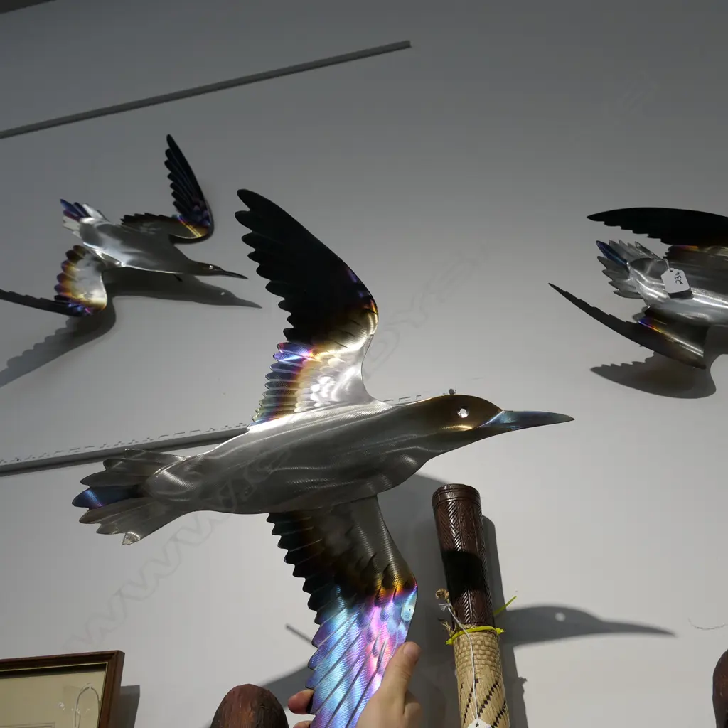 3 x NATHAN WHITEHEAD 4/316 STAINLESS STEEL DIVING GANNETS WALL MOUNTED SCULPTURES Image 1++